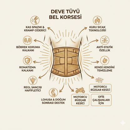 MEDIVIO Deve Tüyü Bel Korse ve Yün Dizlik Seti