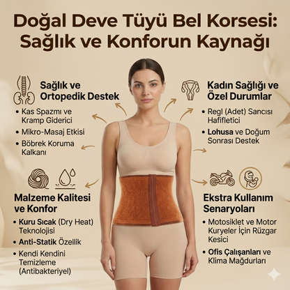 MEDIVIO Deve Tüyü Bel Korse ve Yün Dizlik Seti